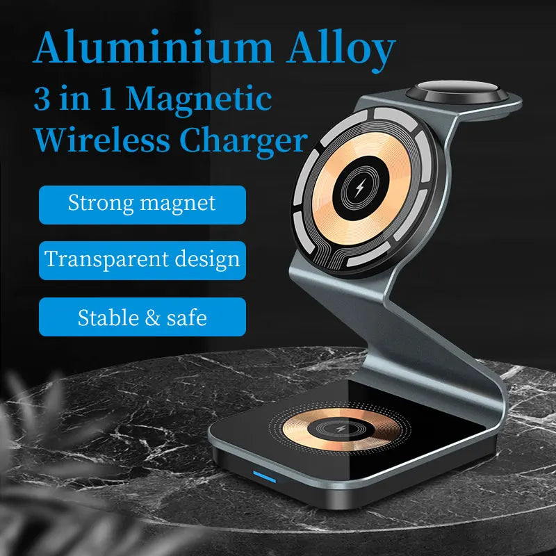 Schnellladegerät 3 in 1 Magnetisches Wireless Charger