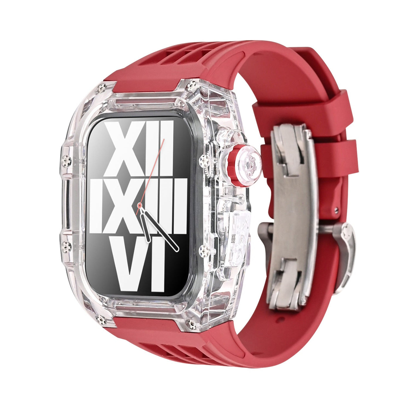 RM V30 Glacier Series Fluororubber Transparent Case Rubber Band Mod Kit Für Apple Watch