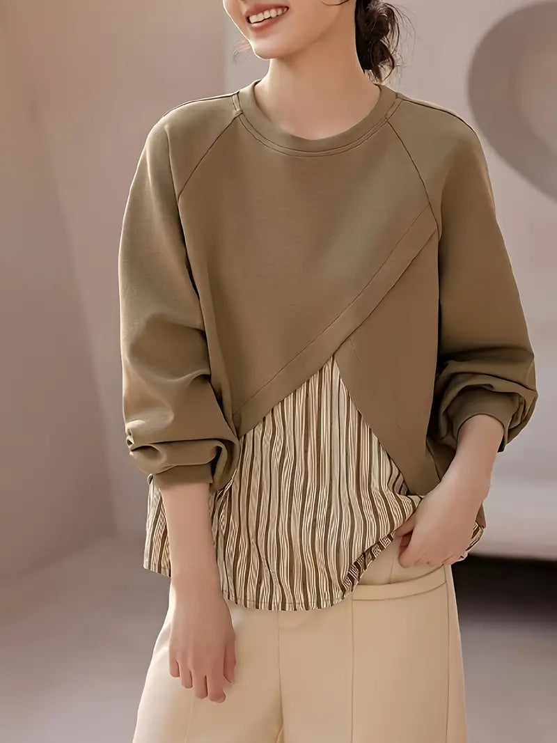 Gestreiftes Patchwork Sweatshirt für Damen