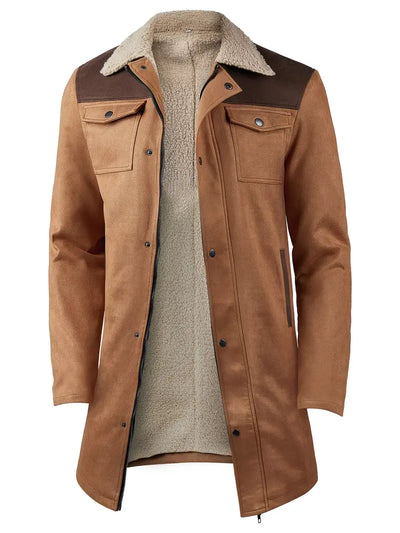Herren Slim Fit Mid-Long Jacke – Taschen  Stehkragen
