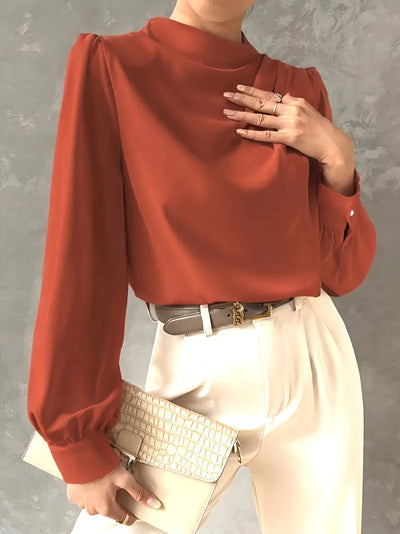 Elegantes Langarmshirt mit Rundhals und Reißverschluss – Lockerer Sitz