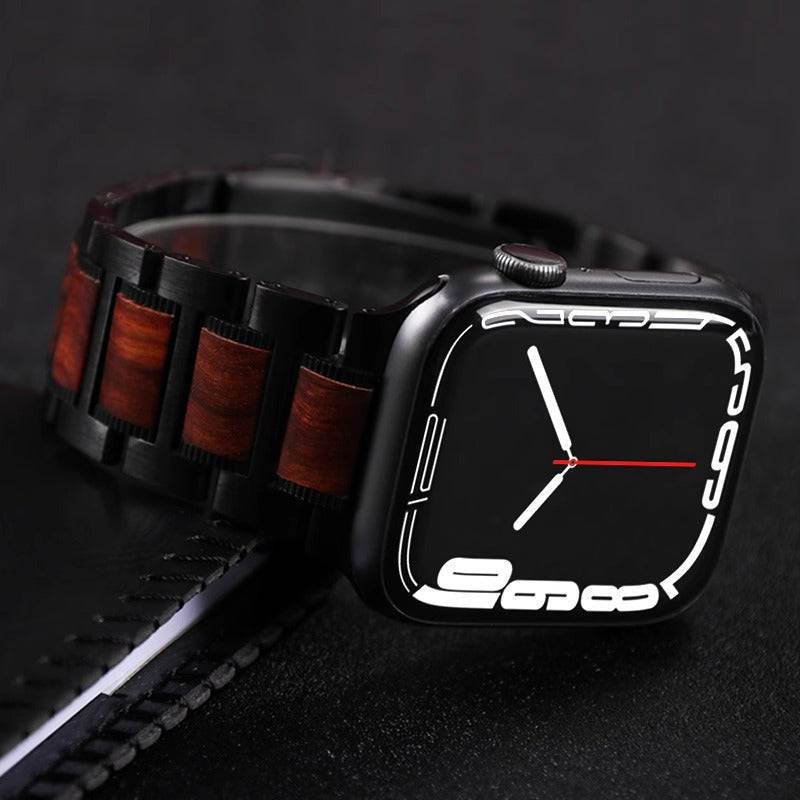 Natürliche Rote Sandelholz- & Metall-Uhrenarmband