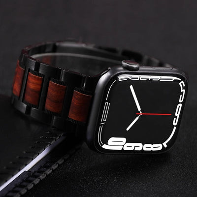 Natürliche Rote Sandelholz- & Metall-Uhrenarmband