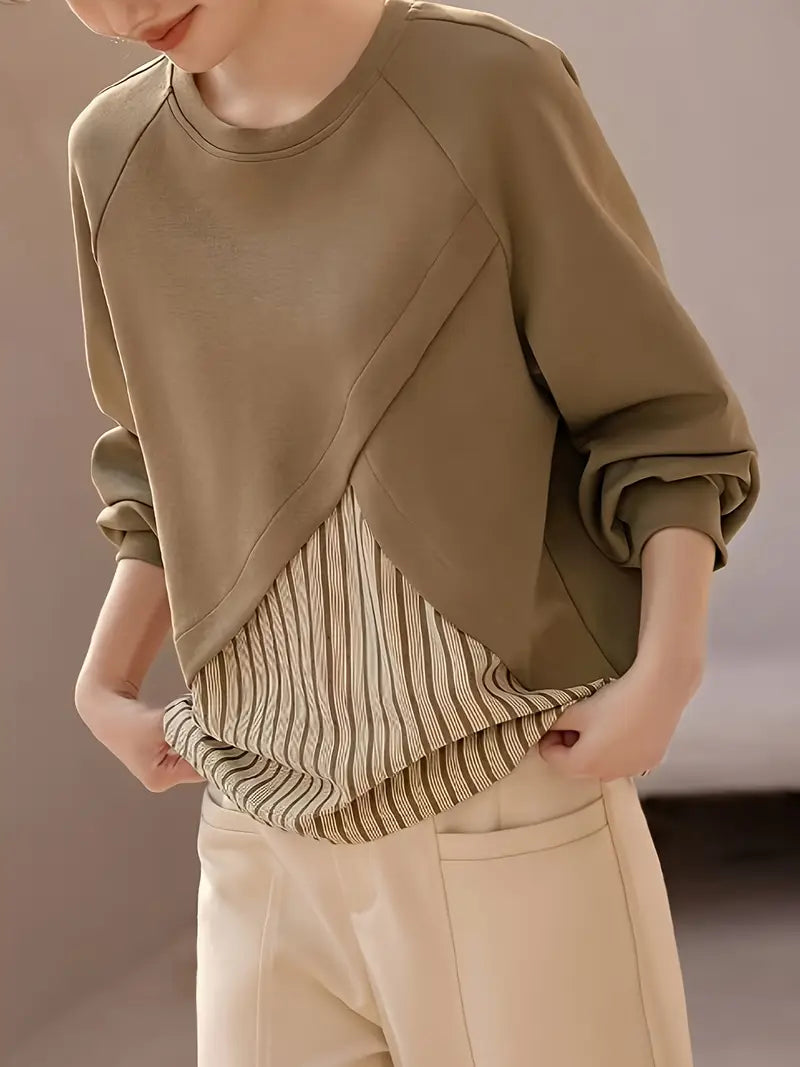 Gestreiftes Patchwork Sweatshirt für Damen