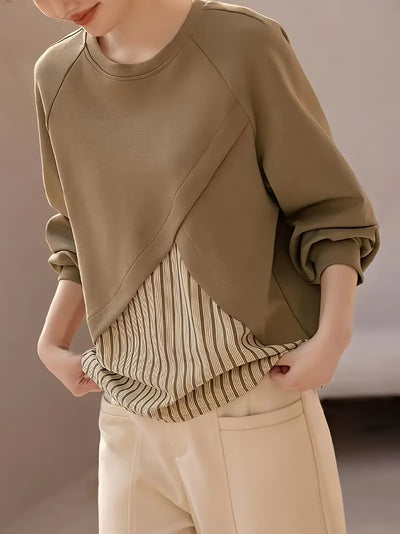 Gestreiftes Patchwork Sweatshirt für Damen