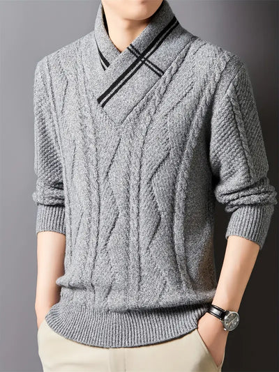 Strickpullover mit Stehkragen – Lässig, Warm, Kabelstrickmuster, Langarm