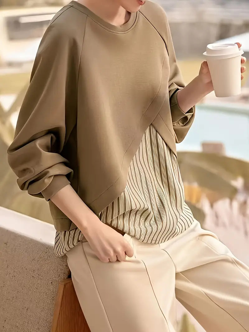 Gestreiftes Patchwork Sweatshirt für Damen