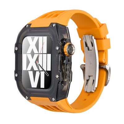 RM V30 Glacier Series Fluororubber Schwarzes Gehäuse Gummiband Mod Kit Für Apple Watch