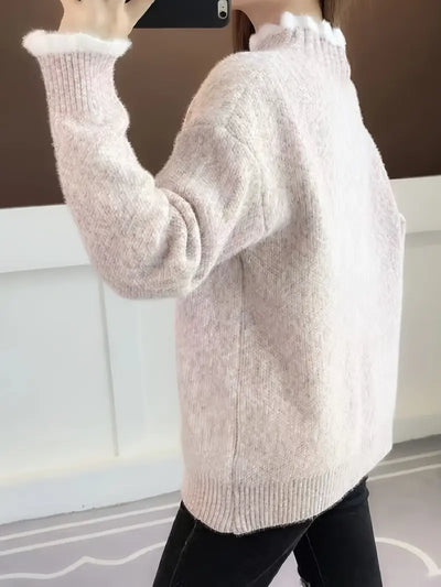 Kuscheliger Chenille-Pullover mit halbhohem Ausschnitt