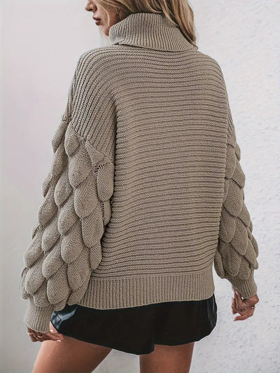 Damen Rollkragenpullover  Bubble-Strickdesign