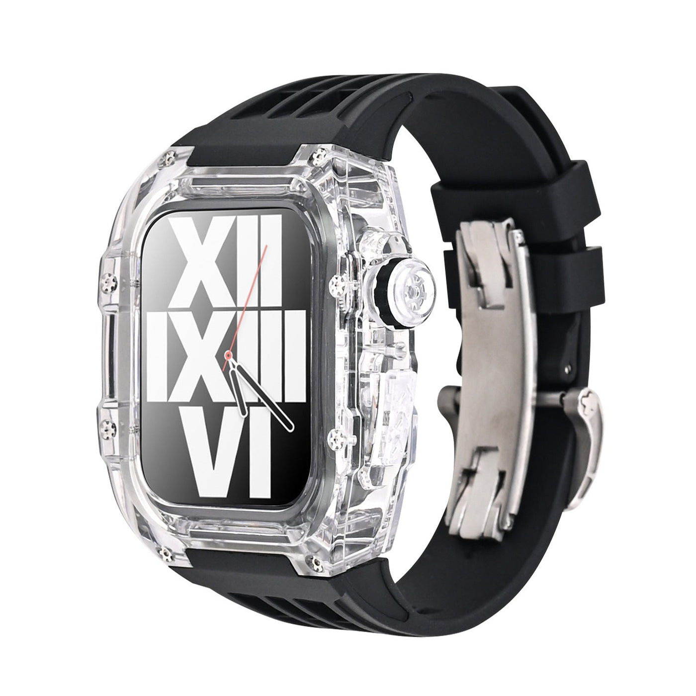 RM V30 Glacier Series Fluororubber Transparent Case Rubber Band Mod Kit Für Apple Watch