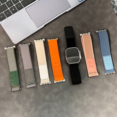 Lederlabel Trail Loop Nylon Band für die Apple Watch