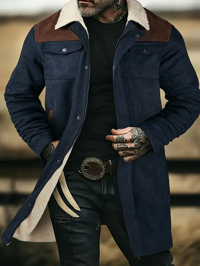 Herren Slim Fit Mid-Long Jacke – Taschen  Stehkragen