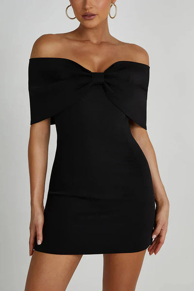 Elly | Schulterfreies Minikleid mit Schleifendetail