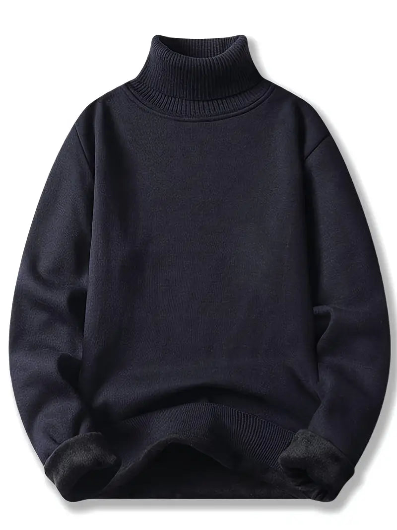 Herren Turtle Neck Pullover – Fleecegefüttert Warm