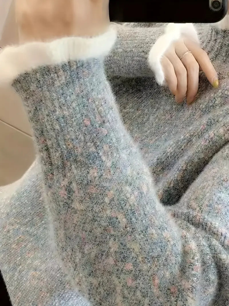 Kuscheliger Chenille-Pullover mit halbhohem Ausschnitt