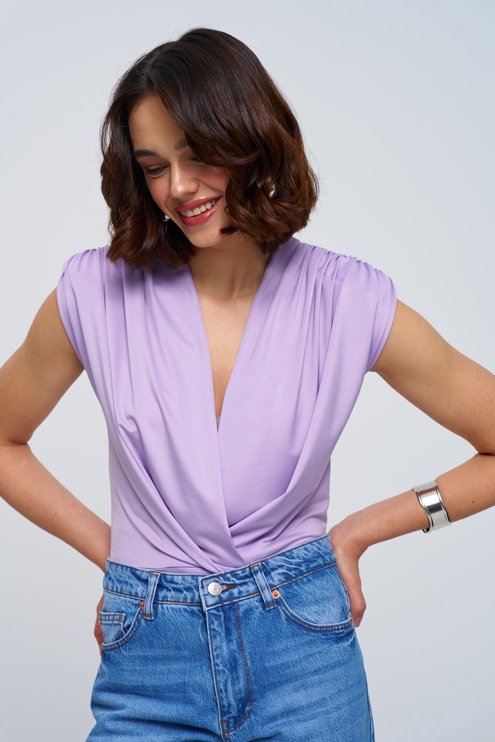 Tilda | Lila Bodysuit mit eleganter Drapierung