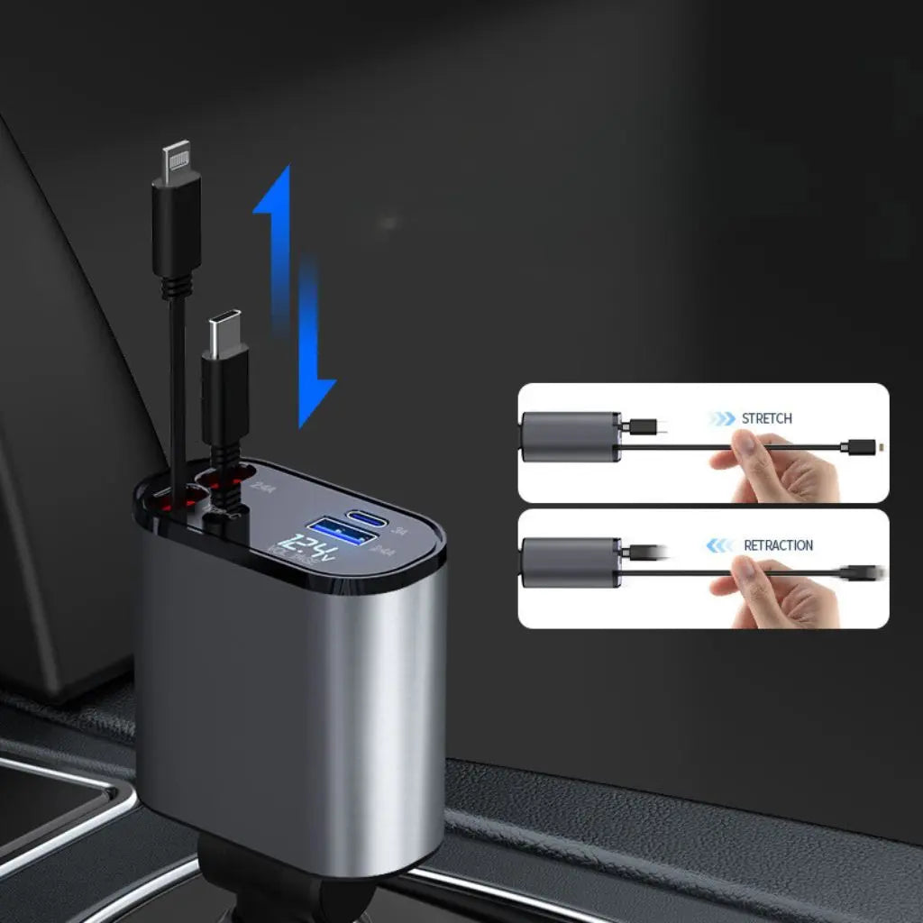 4-in-1 Teleskop-Ladegerät für das Auto