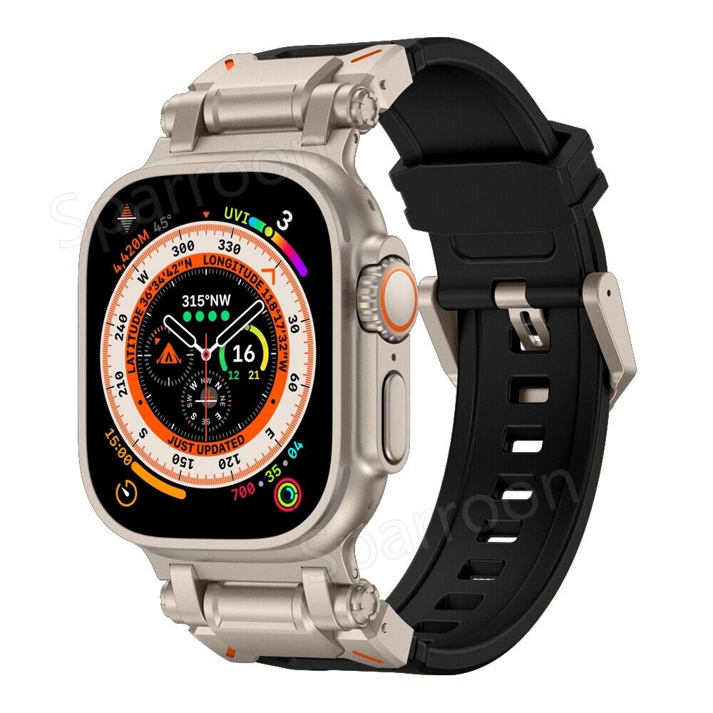 Explorer Tactical Fluoro Gummi Strape+Metal Ultra Case Für Apple Watch 9 8 7 6 5 4 SE