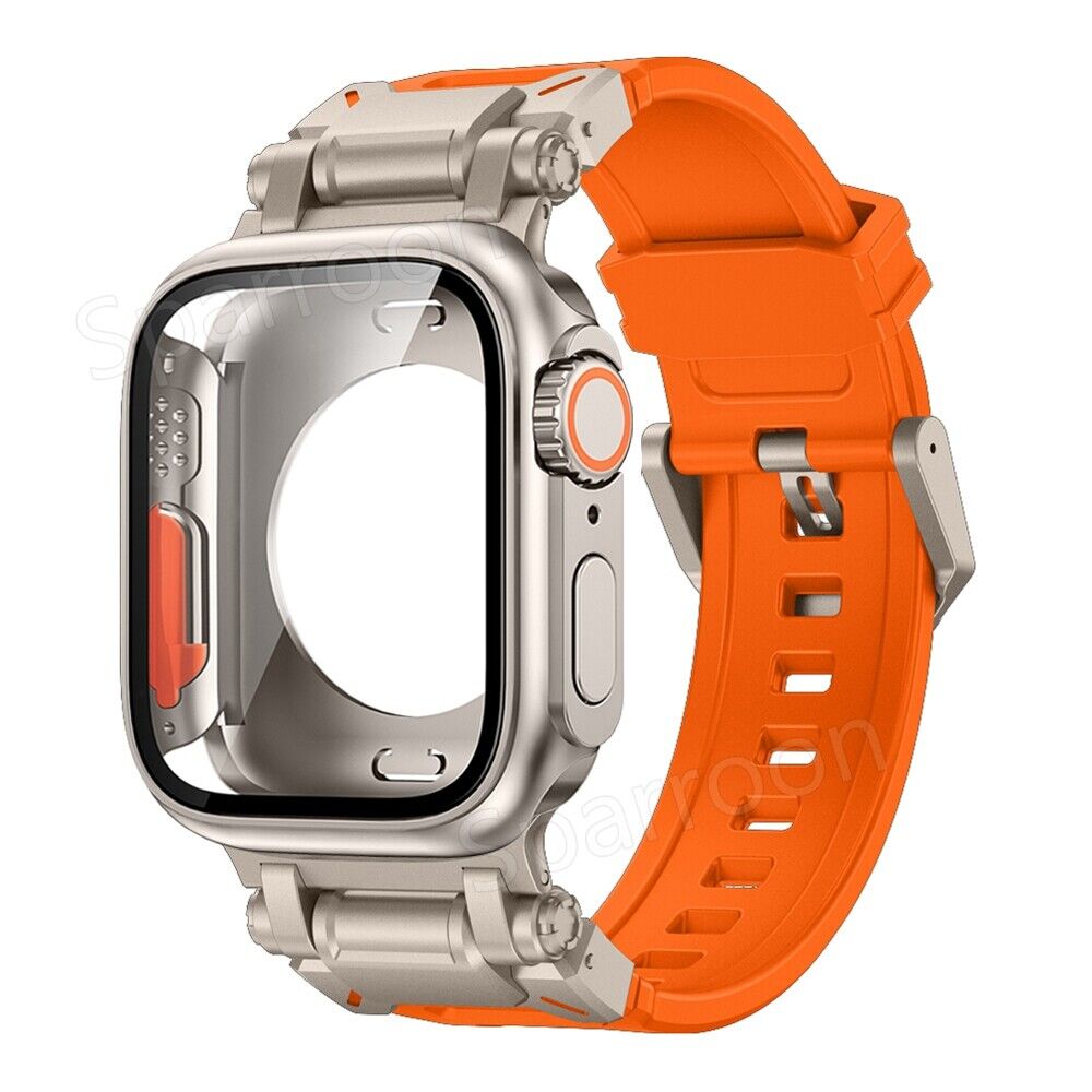 Explorer Tactical Fluoro Gummi Strape+Metal Ultra Case Für Apple Watch 9 8 7 6 5 4 SE