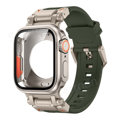 Explorer Tactical Fluoro Gummi Strape+Metal Ultra Case Für Apple Watch 9 8 7 6 5 4 SE