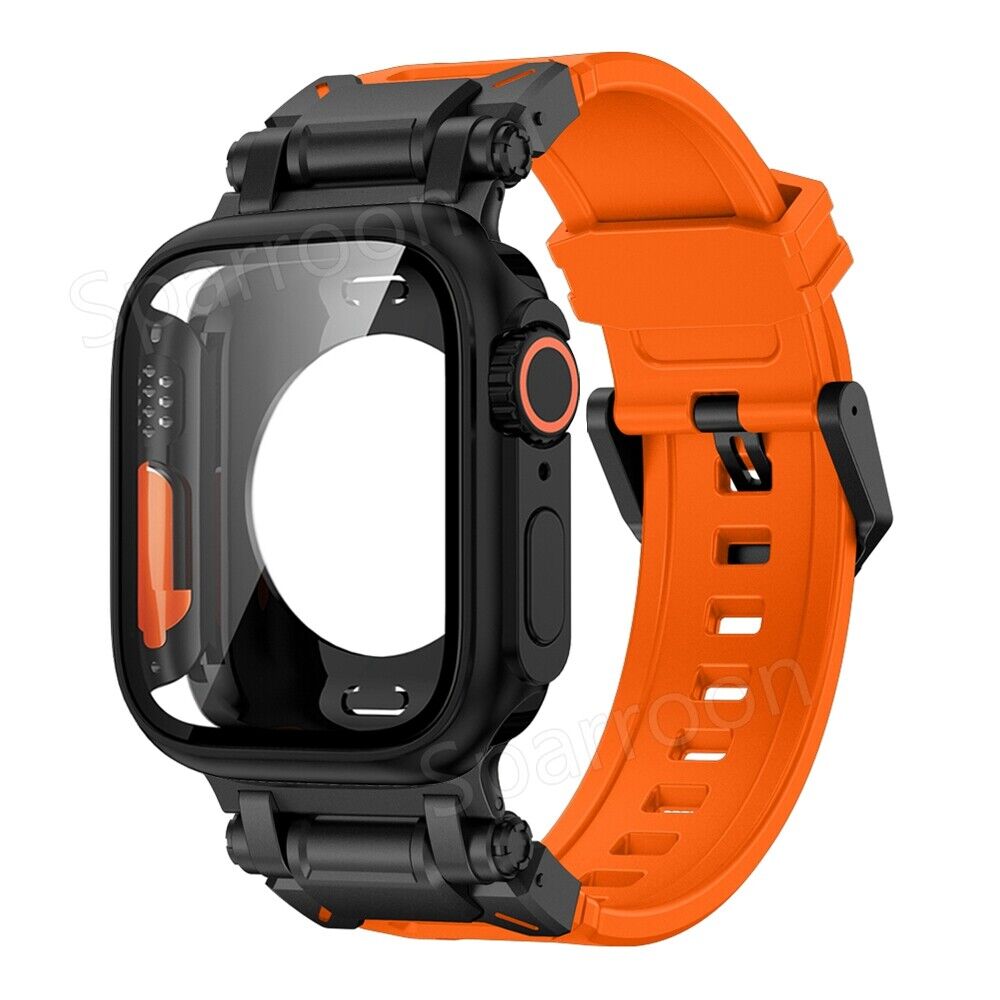 Explorer Tactical Fluoro Gummi Strape+Metal Ultra Case Für Apple Watch 9 8 7 6 5 4 SE