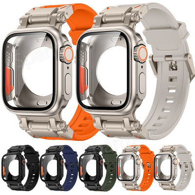 Explorer Tactical Fluoro Gummi Strape+Metal Ultra Case Für Apple Watch 9 8 7 6 5 4 SE