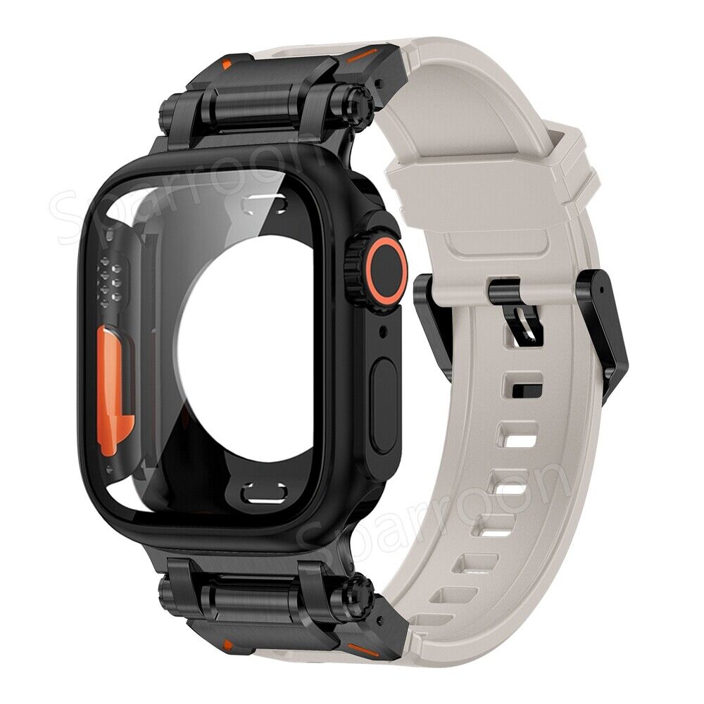 Explorer Tactical Fluoro Gummi Strape+Metal Ultra Case Für Apple Watch 9 8 7 6 5 4 SE
